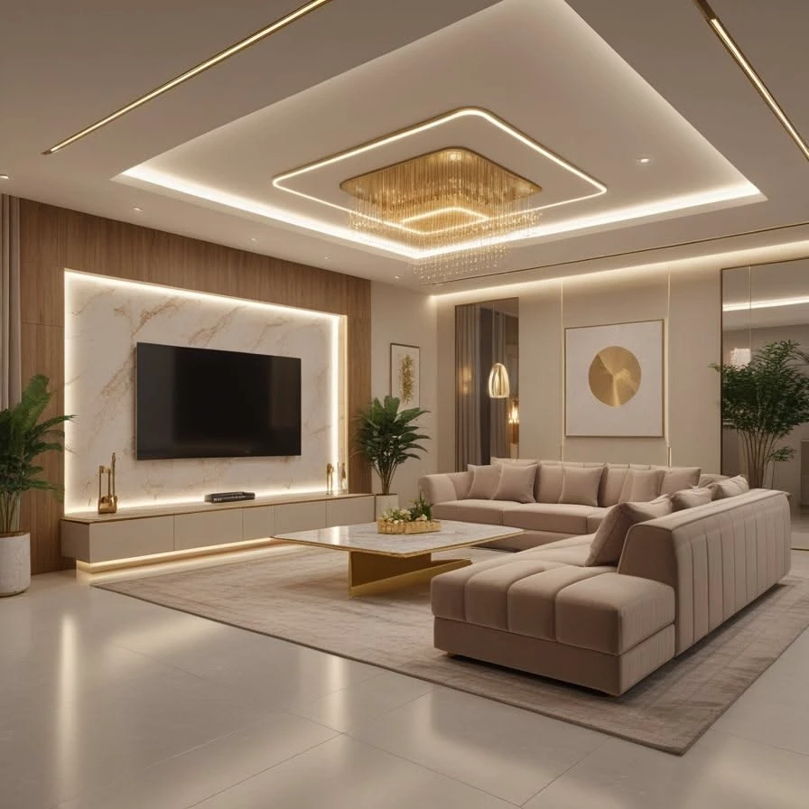 ديكور جدار رخامي بديل داخل منزل حديث